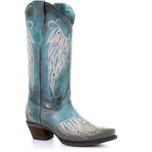Corral Aqua Blue Wing Embroidery Cowgirl Boots